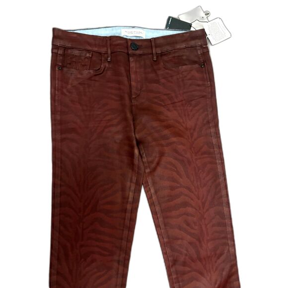 NWT Habitual Eve‎ High Rise Skinny Jeans Coated Denim Red Tiger Stripe Size 27 - Picture 2 of 9